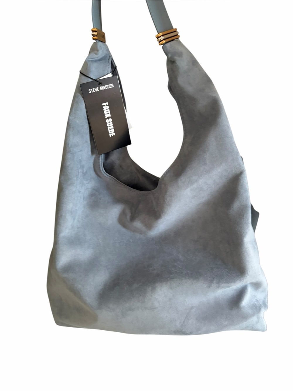 Steve Madden Niccola Blue Suede Tote-top handle with Logo & Storage pouch
